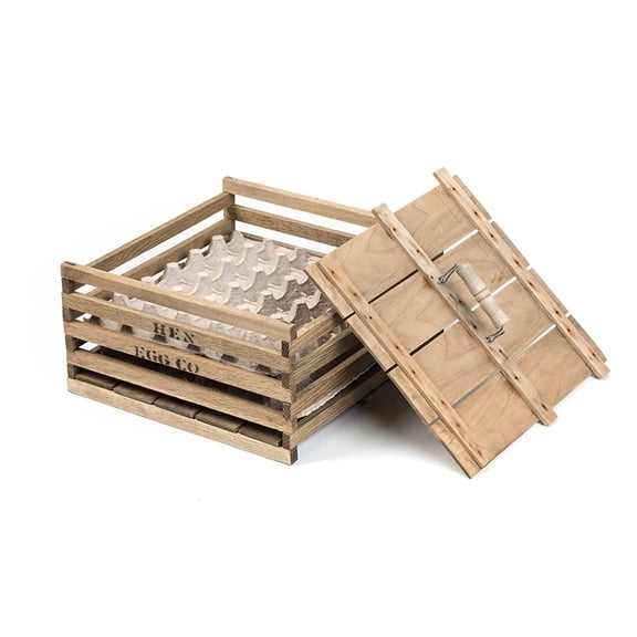 Egg Storage Crate for Egg Transport or Farmhouse Home Decor, Small 9 x 8 x 7 inches