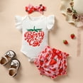 thumbnail image 4 of Younger Tree Toddler Baby Girl Clothes Outfits Summer Ruffle Sleeve Romper and Floral Shorts with Headband Set for 6-12 Months, 4 of 8