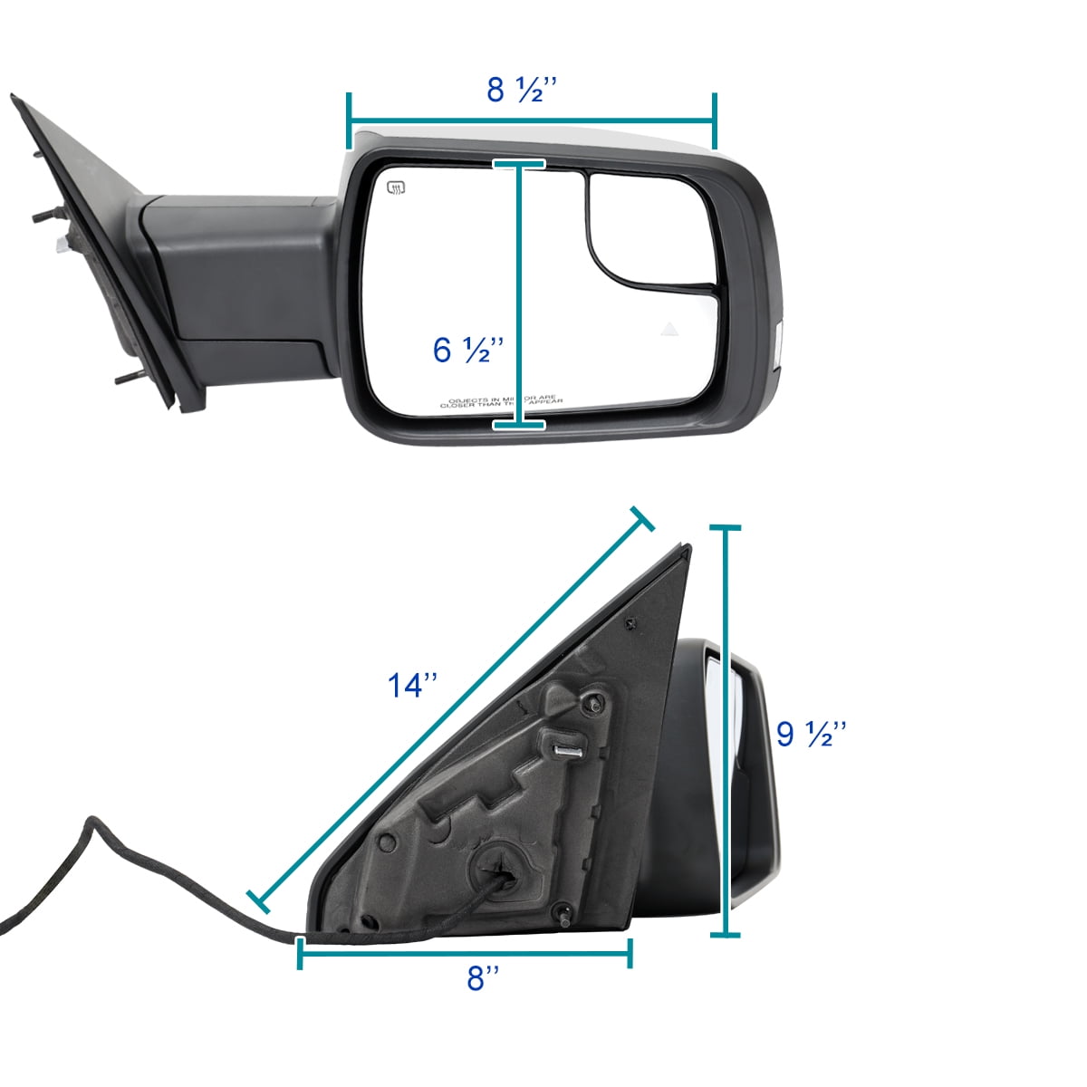 Spec-D Tuning Chrome Power Heated + LED Signal + Blind Spot Monitor BSM Right Passenger Side Mirror Compatible with 2019-2024 Ram 1500