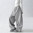 thumbnail image 2 of Wide Leg Sweatpants for Women Solid Casual Drawstring Sweat Pants Trendy Athletic Sport Clothes - Sweatpants Women Harajuku Streetwear Wide Leg Baggy Pants Athletic Joggers Black L, 2 of 6