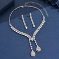 thumbnail image 3 of Sunyuer Wedding Jewelry Set for Bride, Elegant Fashion Zircon Double Waterdrop Pendant Necklace Earrings Set for Women Party Wedding Accessories, 3 of 7