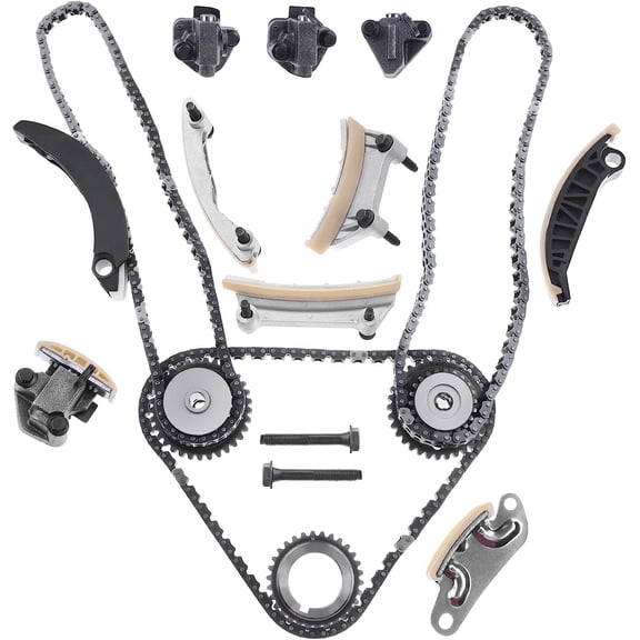 A-Premium Engine Timing Chain Kit W/Tensioner & Guide Rail [fit DOHC, 6Cyl 3.6 3.2 3.0 2.8L] Compatible with Chevy & GMC & Pontiac & Saturn & Saab & Suzuki & Buick & Cadillac, fit Equinox, CTS & More