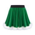 thumbnail image 6 of CHICTRY Big & Little Girls Santa Clause Costume Velvet Fur Trim Belted Skirt Xmas Dance Party Ruffled Skirt Green 16, 6 of 7