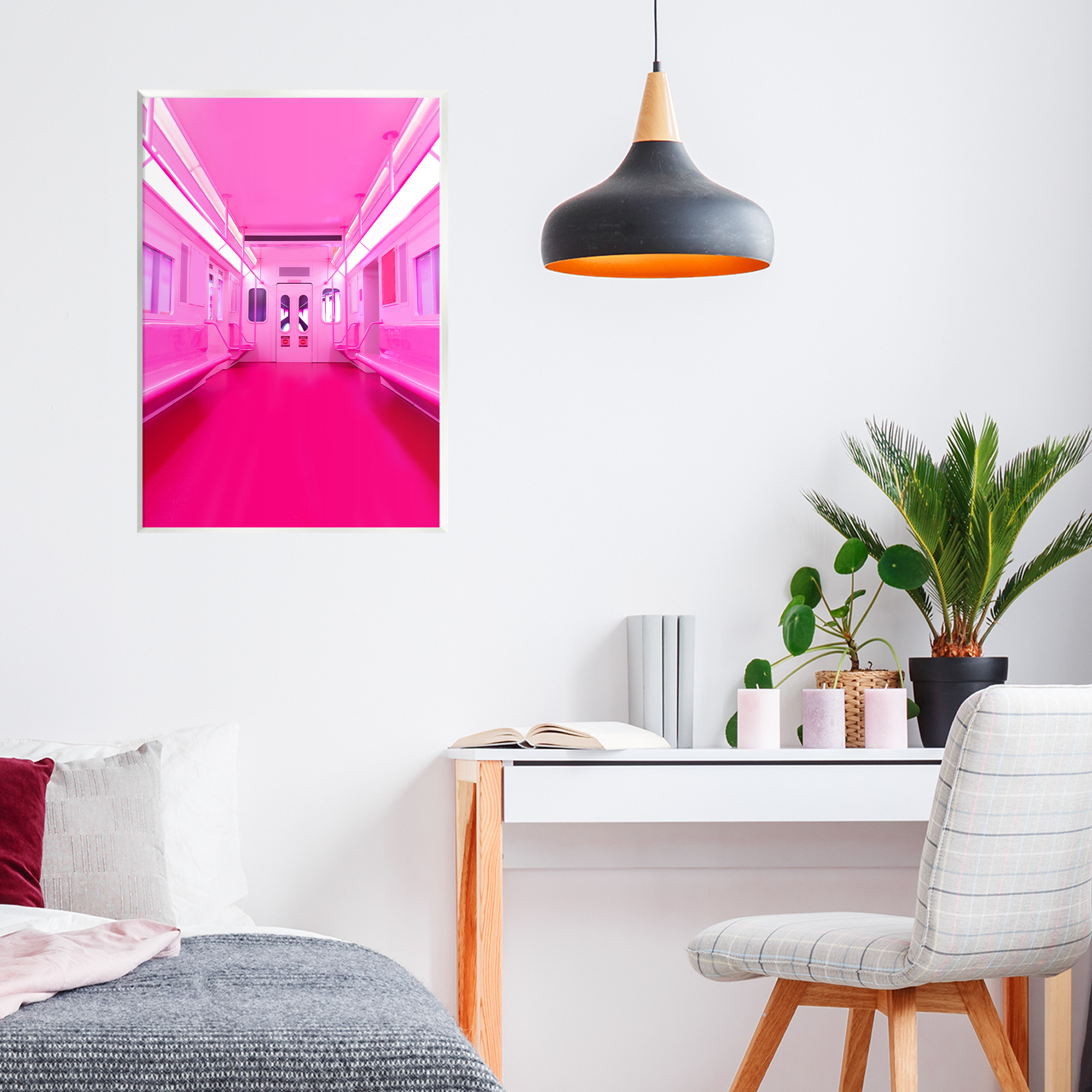 Futuristic Pink Tone Subway Wall Plaque Art, design by LISH Creative