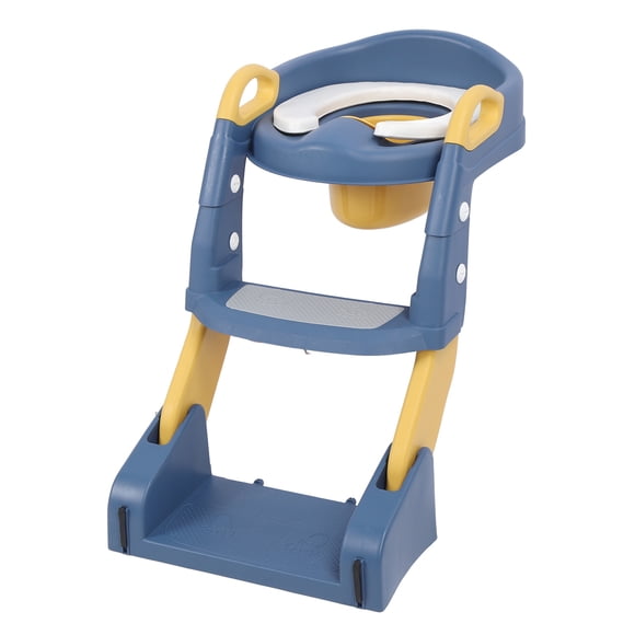 Toddler Potty Training Toilet Seat, Blue Potty Training Seat with Step Stool Ladder Comfortable PVC Safe Armrests for Baby Boys Girls