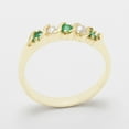 thumbnail image 2 of LBG British Made 14k Yellow Gold Natural Emerald & Cultured Pearl Womens Eternity Ring - 33 size options - Sizes 4 to 12 Available, 2 of 6