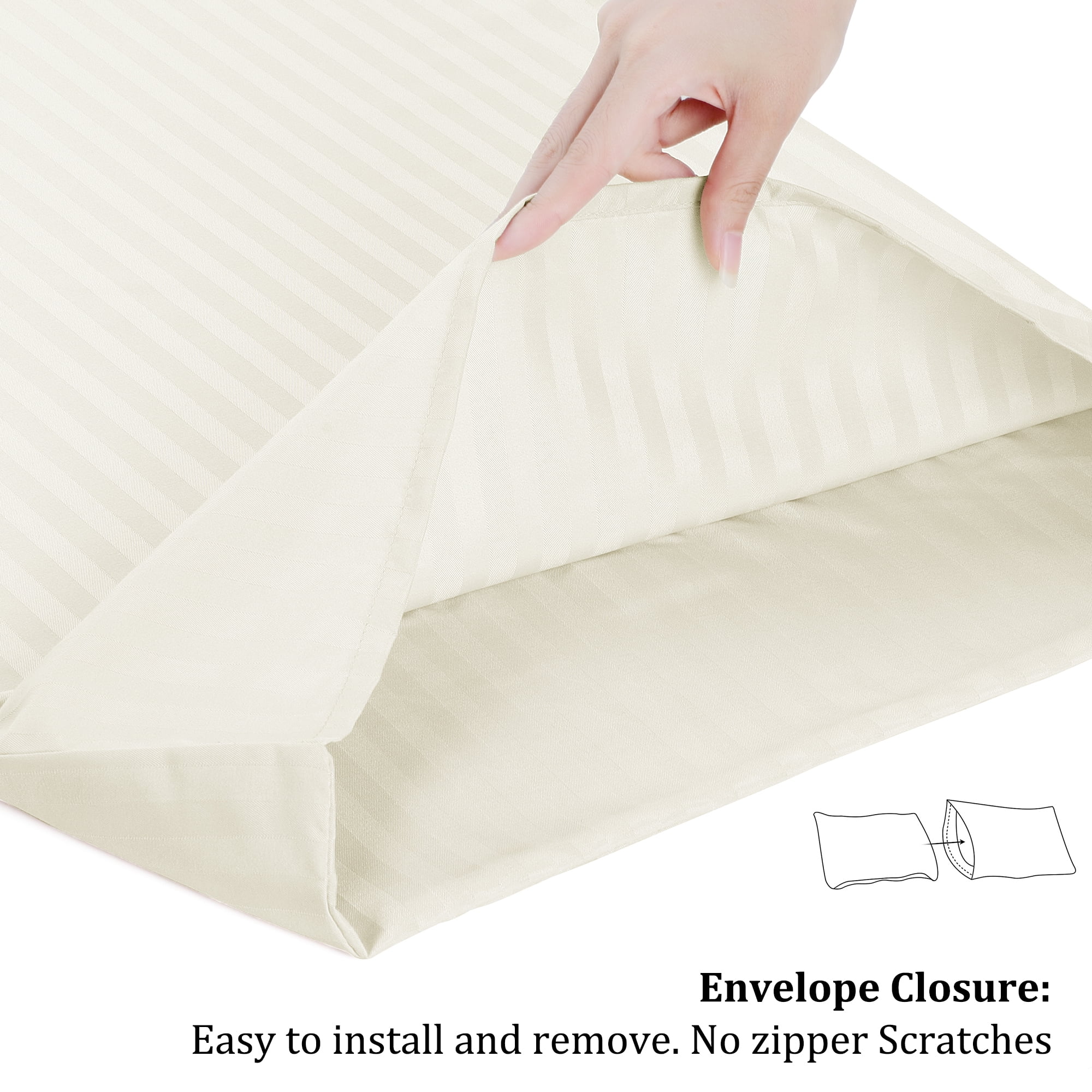 Unique Bargains Microfiber Body Striped Pillowcase Soft Khaki 20x48 Inch