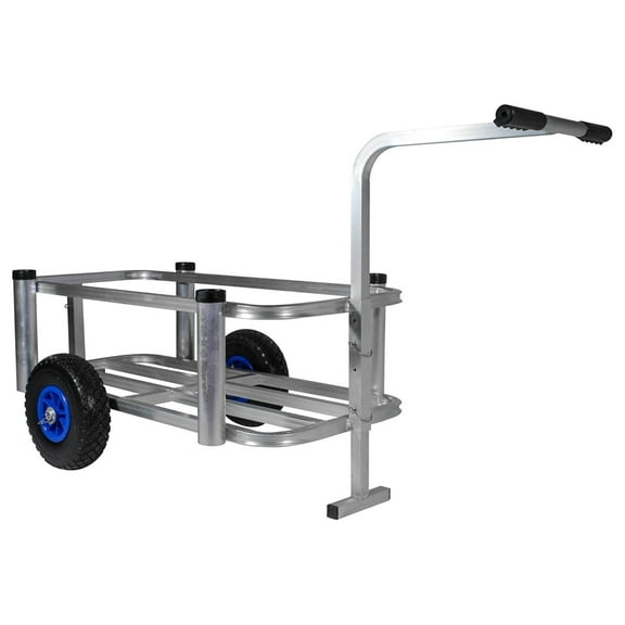 Standard Fishing Beach Pier Cart – Lightweight Aluminum Frame, 125 lb Capacity, 4 Rod Holders, Corrosion-Resistant for Saltwater Use