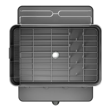 simplehuman - Kitchen Dish Drying Rack With Swivel Spout, Fingerprint-Proof Stainless Steel Frame - Grey Plastic