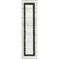 Unique Loom Chindi Jute Collection Area Rug (2' 7" x 10' Runner White and Black/Black)