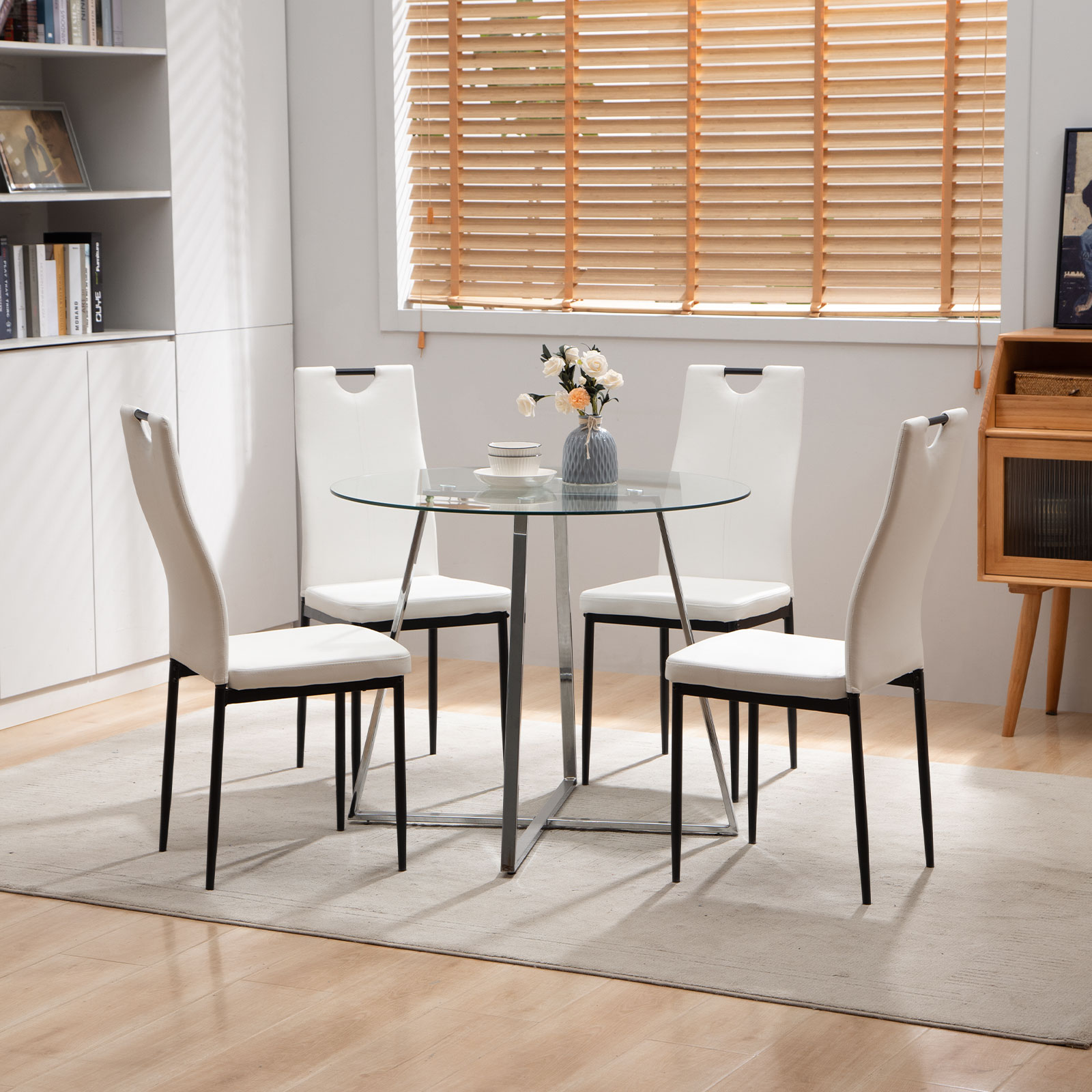 Boowill Kitchen Dining Room Table and Chairs for 4, 5Piece