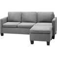 thumbnail image 2 of Vineego L-shaped Sofa Suede Fabric Convertible Sectional Sofa with Reversible Chaise 3-Seat Modern Living Room Sofa with Ottoman,Gray, 2 of 8
