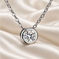 thumbnail image 2 of Women's Round-Cut Solitaire Pendant Necklace, White Copper Silver-Tone Chain, Fashion Commuter Necklace for Women, 2 of 6