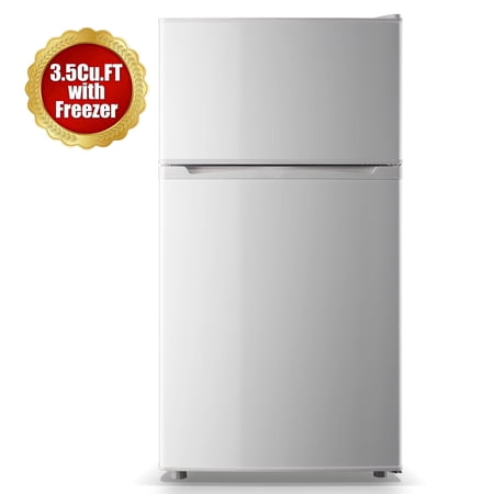 CALLIEVER 3.5 Cu.Ft Mini Fridge with Freezer - Dual-Door Small Refrigerator for Dorm Bedroom,White