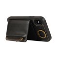 thumbnail image 3 of for iPhone X/XS PU Leather Case, Card Slots and Zipper Pocket Kickstand, Classic Protective Shockproof Lightweight Ultra Slim lip Case Finger Ring Wrist Strap for iPhone X/XS, Black, 3 of 7