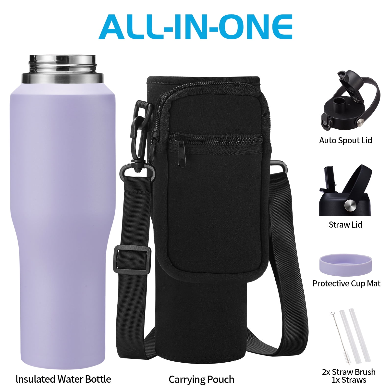 32oz Tumblers Insulated Water-Bottle with Straw - Cold 48H Hot 24H, Leakproof Stainless Steel Tumbler Flask Metal Mug Jug Fits in Car Cup Holder