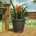 thumbnail image 3 of Suncast Willow 18 Inch Diameter Resin Decorative Wicker Patio Planter Pot, Java, 3 of 8