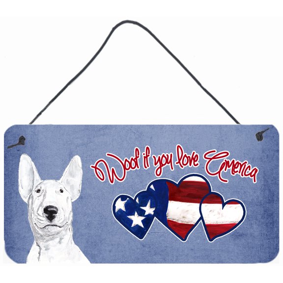 Carolines Treasures SC9928DS612 Woof if you love America Bull Terrier Wall or Door Hanging Prints 6HX12W multicolor