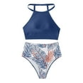 thumbnail image 2 of Ashirexll Womens Swimsuits Fashion Women Split Swimsuit Show Waist Printing Sexy Bikini Swimsuit Coverup Bathing Suit for Women Bathing Suits Blue L, 2 of 5