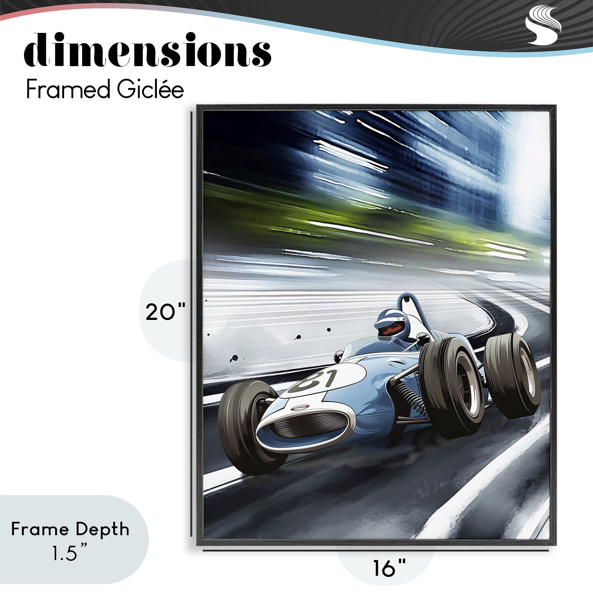 Stupell Industries Speeding Racecar Driver Black Framed Giclee Art, design by Christine Simpson Art