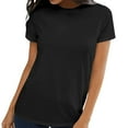 thumbnail image 5 of DondPO Women's T-Shirts Womens Short Sleeve Round Neck Shirts Summer top Fashion Basic Tee Shirts for Women Womens tops Black 3XL, 5 of 9