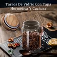 thumbnail image 2 of Tarros de Vidrio con Tapa Hermética y Cuchara, Juego de 4 Tarros 14OZ Transparentes Recipiente de Avena Frasco de Vidrio para Organización Contenedor para Almacer Alimento Especias Café Azúcar 4PZS, 2 of 4