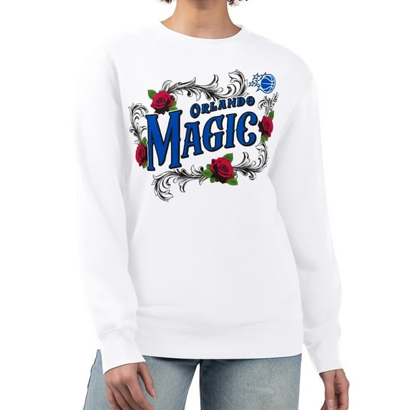 Women's G-III 4Her by Carl Banks White Orlando Magic Roses Fleece Tri-Blend Sweatshirt