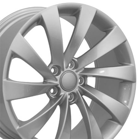 Vw Jetta Rim Caps OE Wheels 18 Inch VW CC Style Fits: Volkswagen GTI Jetta EOS CC Tiguan Rabbit Passat Golf Beetle | VW17 Painted Silver 18x8 Rim Hollander 69890 ()