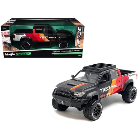 2023 Toyota Tacoma TRD PRO Off Road Pickup Truck Matt Black with Graphics and Roofrack "Maisto Design" Series 1/27 Diecast Model Car by Maisto