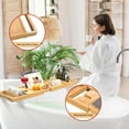 thumbnail image 5 of Bambloom Luxury Bathtub Tray,Bamboo Expandable Bath Tub Tray Table with Brush & Soap Holder,Natural, 5 of 9
