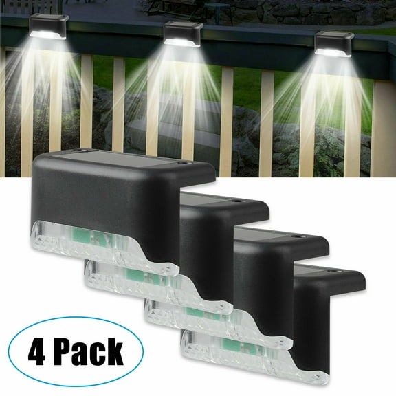 4 Solar LED Bright Deck Lights Outdoor Garden Patio Railing Decks Path Lighting