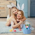 thumbnail image 5 of Easter Woven Bunny Basket Long Ears Storage Tote, Iron Frame 10.24 x 7.87 x 6.3 in Kids Egg-Hunt Bag, Multi-Color Tabletop Organizer for Snacks, Toys & Gifts, 5 of 6