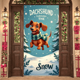 thumbnail image 6 of Cartoon Dachshund Happy Dachshund Winter Themed Pet Snowy Landscape Polyester Banner for Holiday Decor Christmas Party Winter Event, 6 of 9