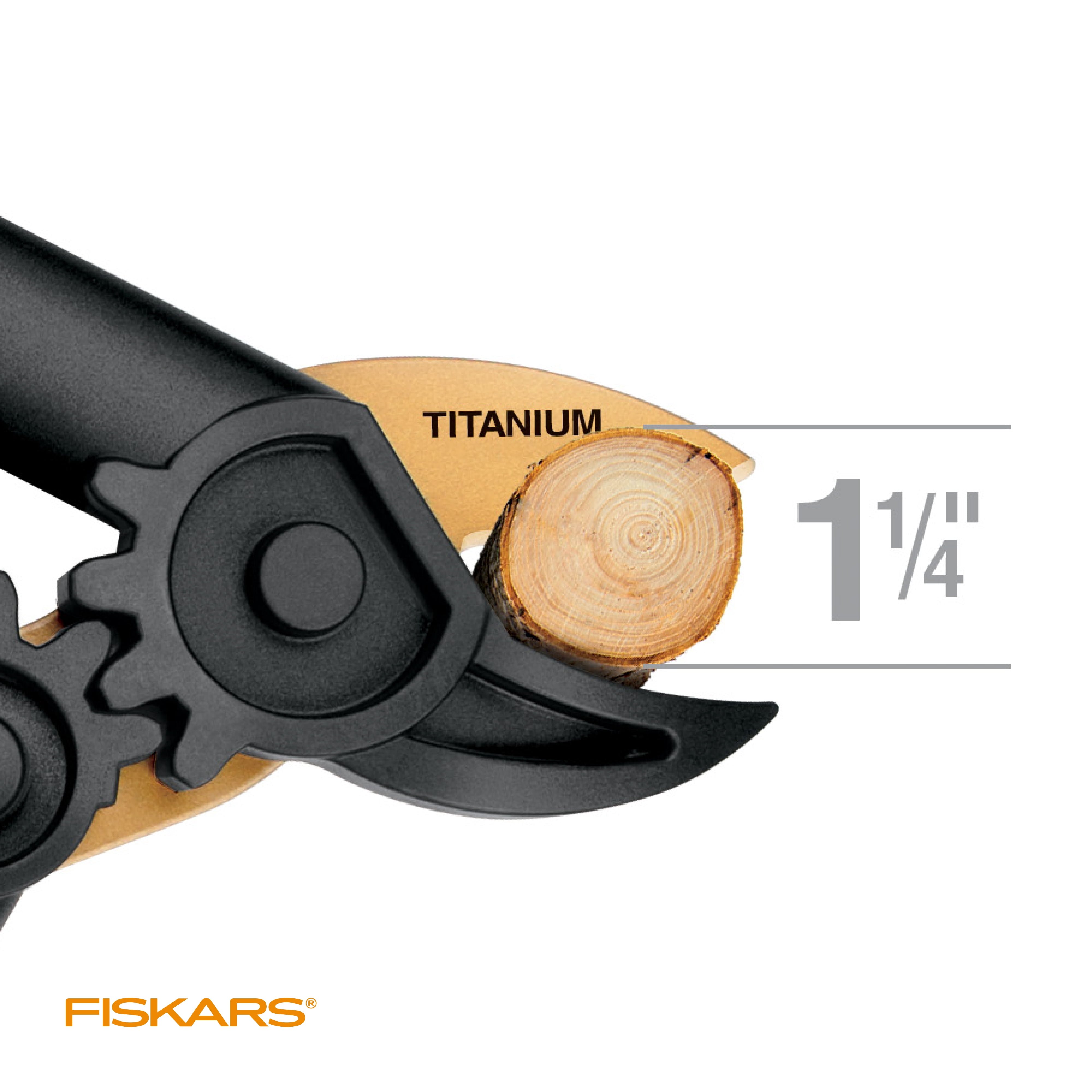 Fiskars PowerGear Titanium Lopper (15"), Compound-Action Bypass Lopper, Black and Orange, 1 Count
