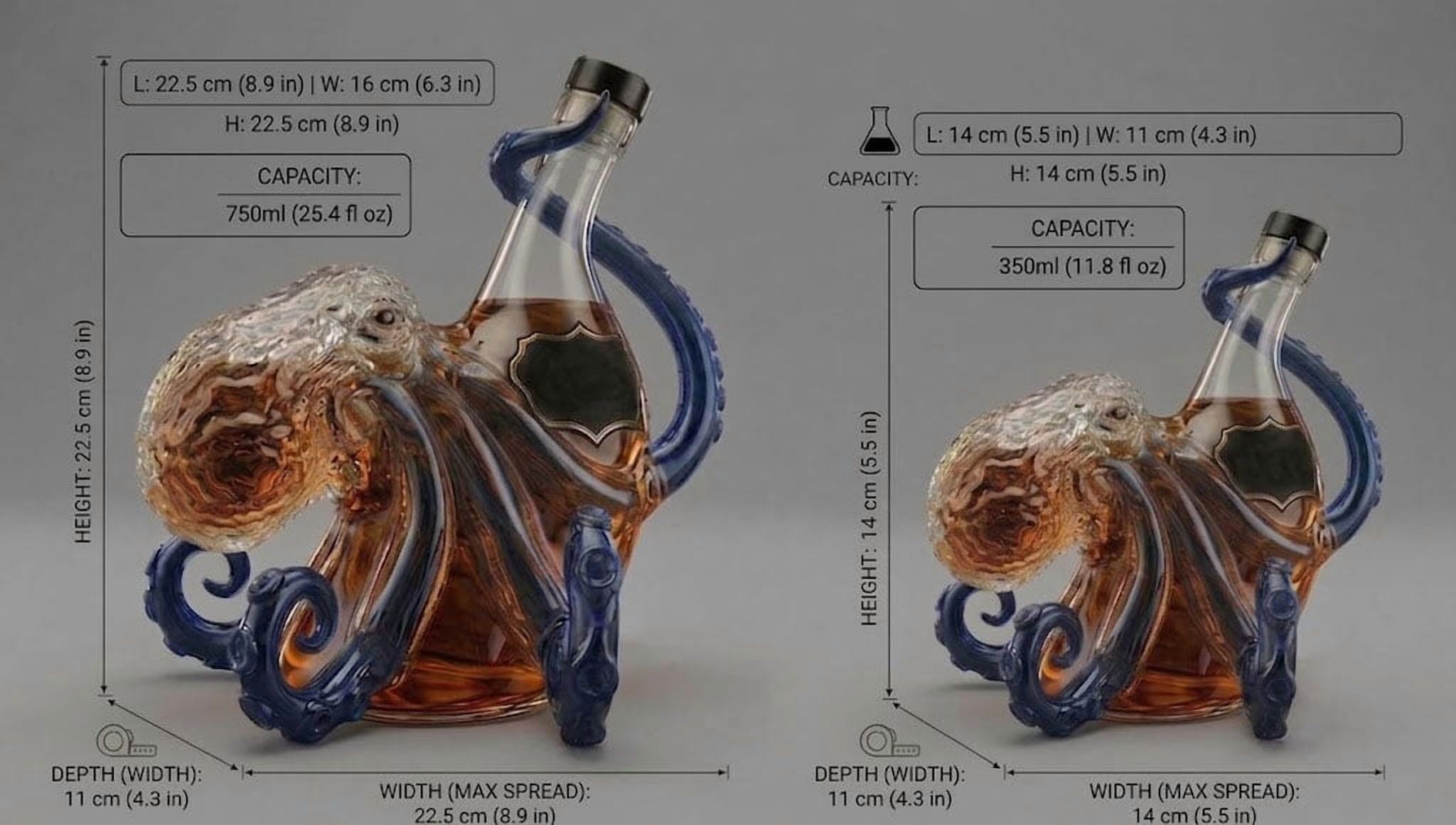 Rum Edition 3D Octopus Bottle, Deep Sea Decor Bottle, kraken rum octopus bottle,Nautical Art Collector Display , Liquor(11.8oz)