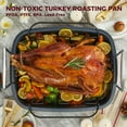 thumbnail image 6 of HONGBAKE Extra Large Turkey Roasting Pan with Rack (U-Shaped), 18.7×13.6 Inch Nonstick Roaster Pan for 25 lb Turkey & Chicken, Deep Turkey Tray for Oven, Wider Handles, 0.8 mm Heavy Duty Steel, Gray, 6 of 8