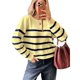 thumbnail image 2 of Suéter Corto de Cuello Redondo para Mujer, Larga, Tejido Grueso, Estilo Jersey, Ideal para Otoño Amarillo y Azul L, 2 of 7