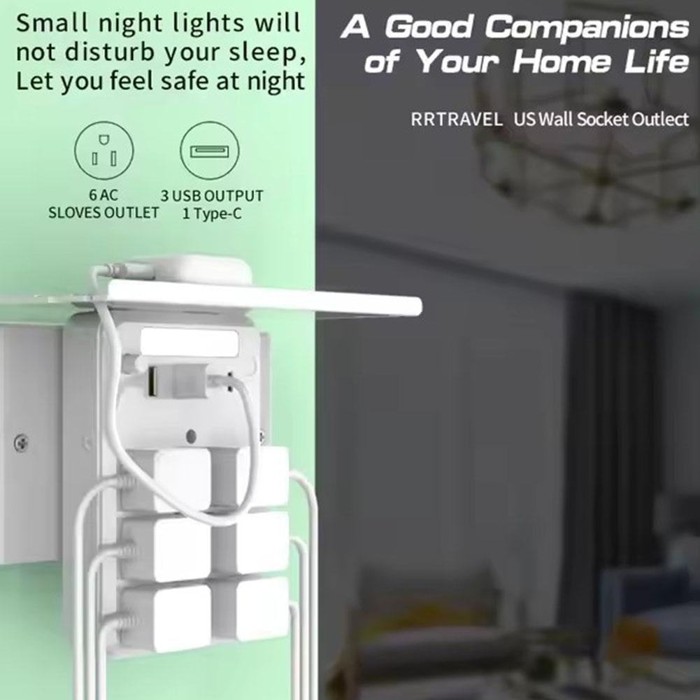 SharkTRUE Wall Outlet Extender with Shelf,Wall Outlet Extender Multiple Plug with Detachable Shelf for Home Dorm, Port, USB Ports and TypeC