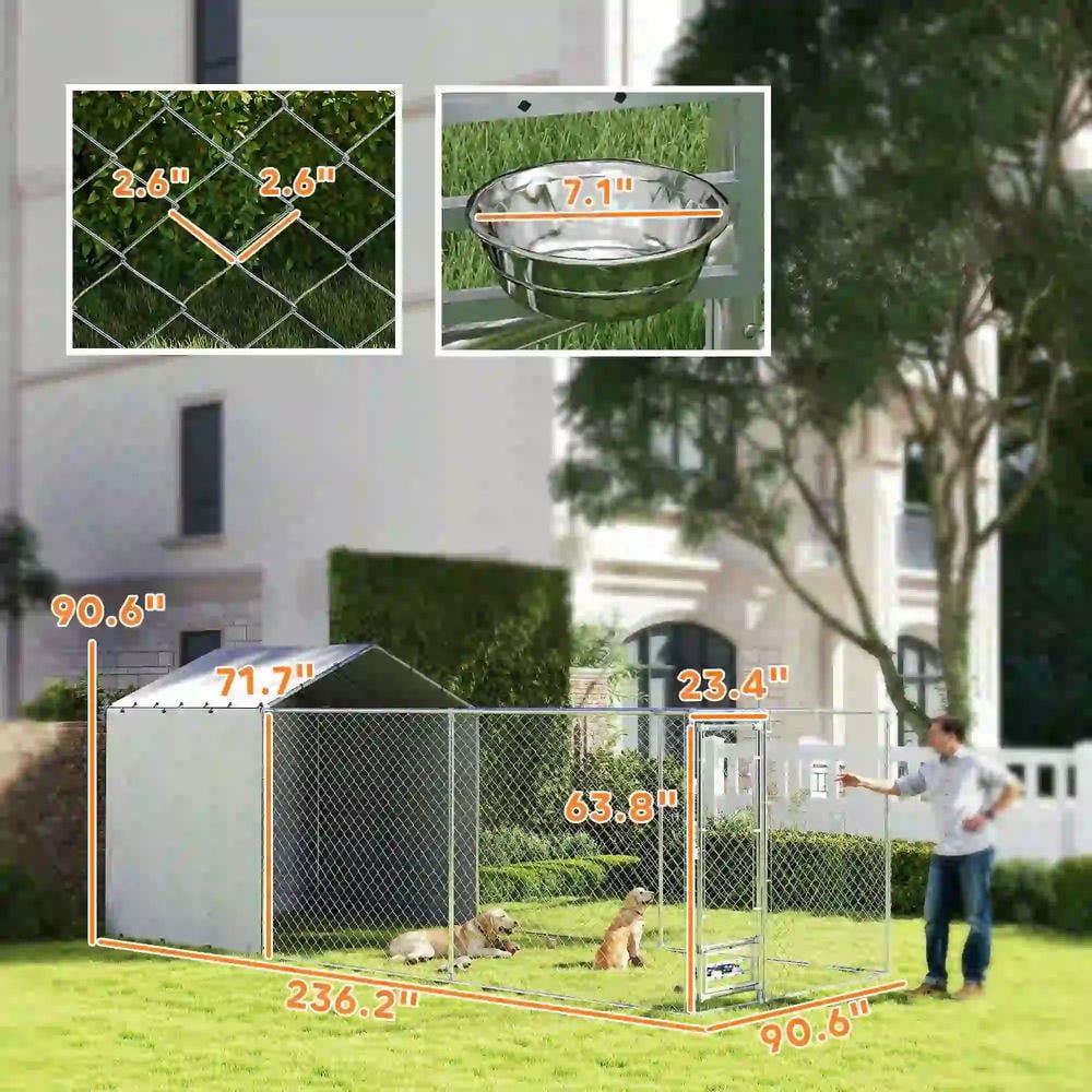 Barara King Dog House,Pet House,Large Outdoor Dog Kennel with Waterproof & UV-Resistant Cover