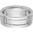 thumbnail image 5 of 14K White Gold Ibgoodman Men's Polished Satin And Grooved 3-Stone 1/6 Carat Aa Quality Diamond Ringsize 10 (Width 8.4) - Jbsp, 5 of 5
