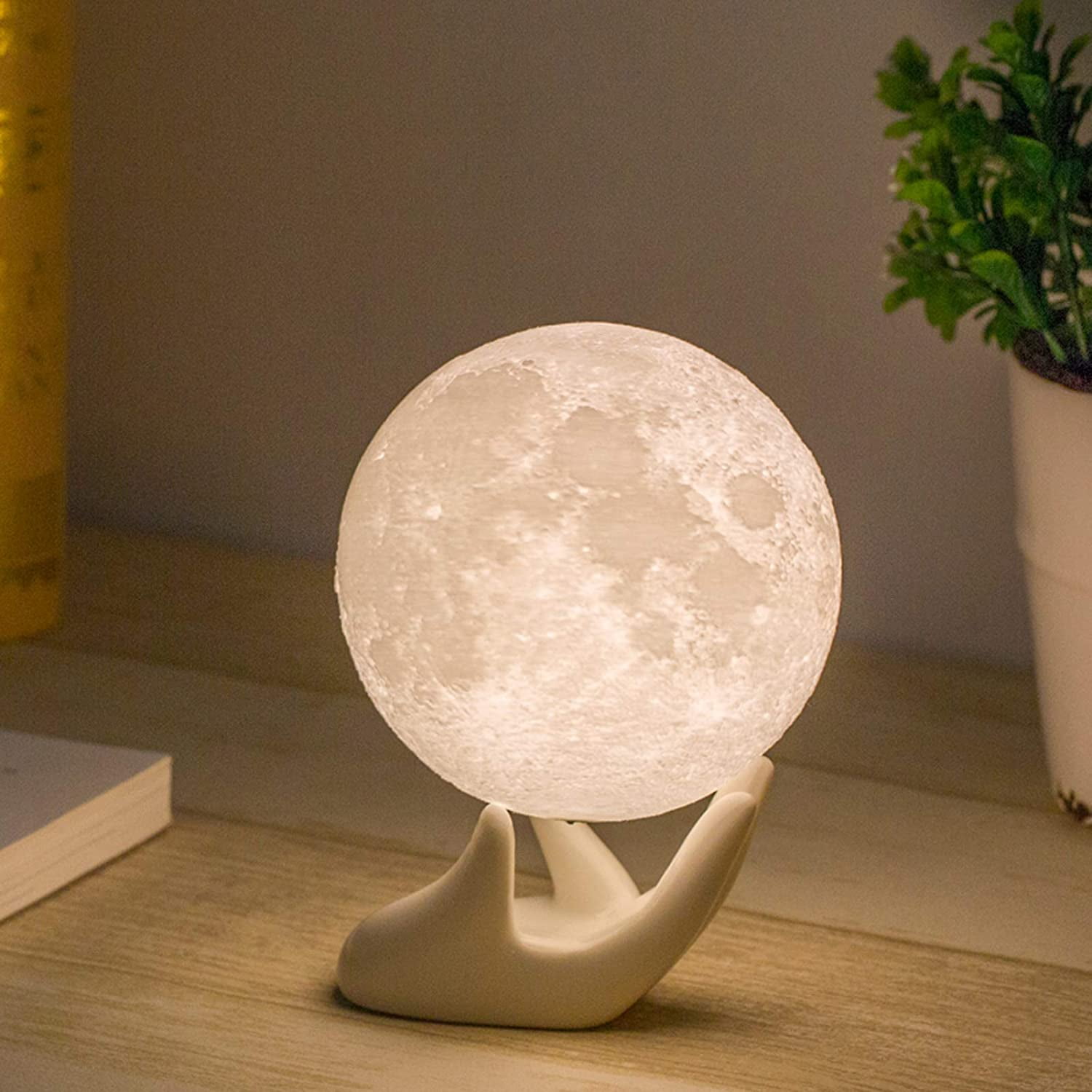 Moon Lamp Desk Night Light Warm and Cool White Gift For Her Romantic 2 Colors 