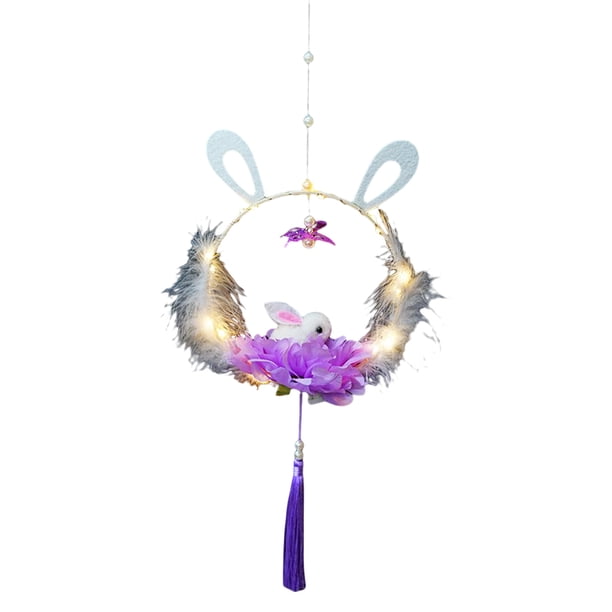 Bearachild Linterna de artesanía de Festival estilo chino luz patrón de Animal lindo lámpara colgante decoración herramienta de iluminación para el Artesanía Púrpura Pluma morada Bearachild HA073149-08