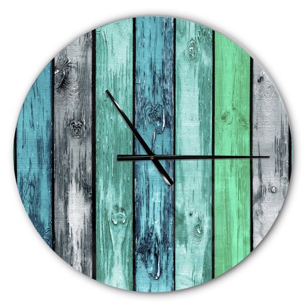 Designart 'Painted Wooden Planks' Metal Wall Clock