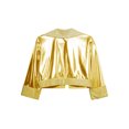thumbnail image 6 of Hansber Kids Girls Shiny Metallic Long Sleeve Jacket Hip Hop Jazz Dance Crop Top Rave Party Festival Coat Outerwear Gold 10, 6 of 7