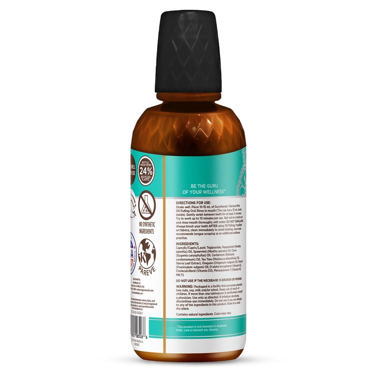 GuruNanda CocoMint Oil Pulling Natural Mouthwash with Essential Oils &  Vitamins D3,E,K2 - 1L