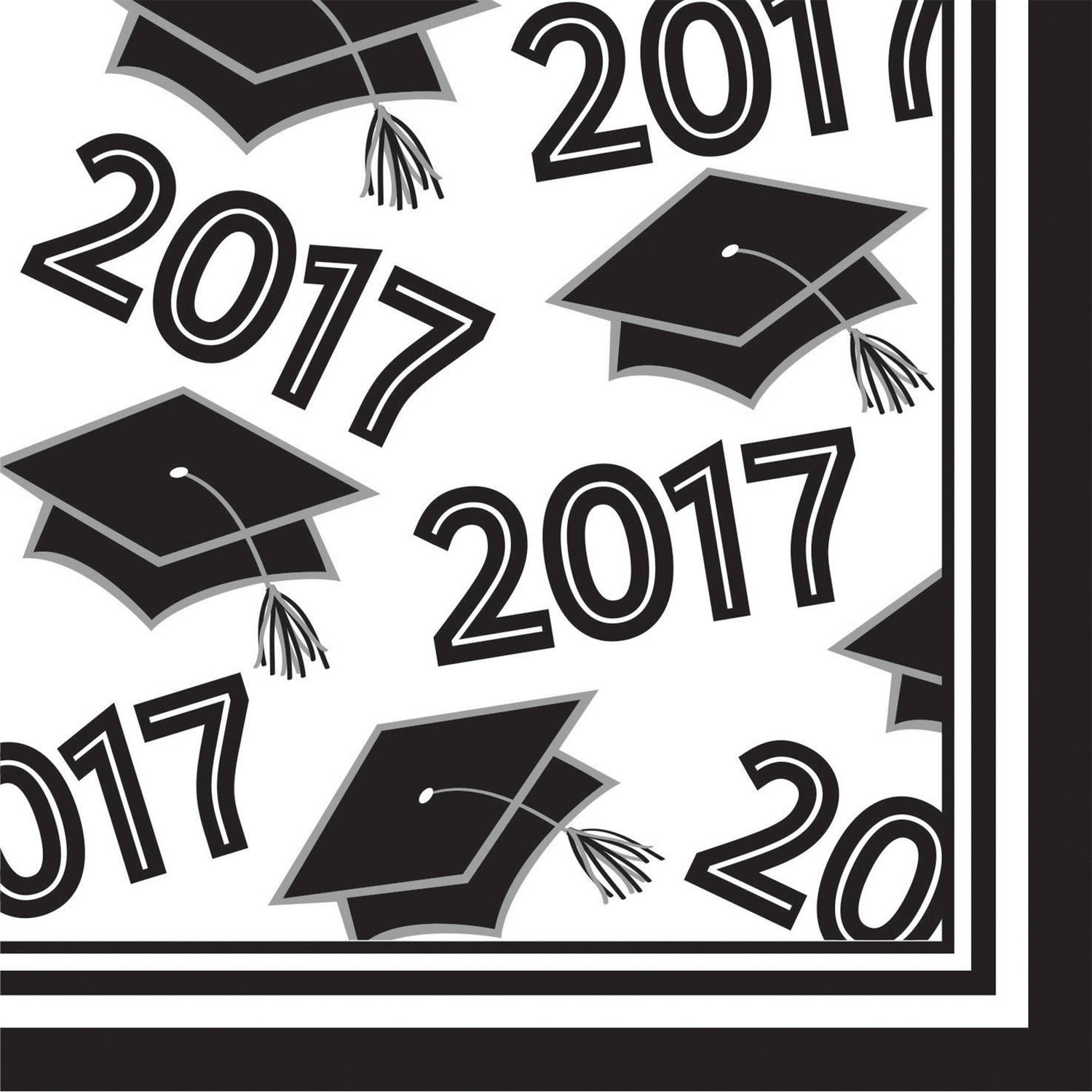 Class of 2017 White Beverage Napkins, 36pk by CREATIVE CONVERTING