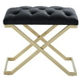 thumbnail image 1 of Contemporary Velvet & Stainless Steel Bench in Black & Gold, 1 of 6