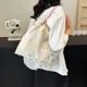 thumbnail image 5 of Bolso de hombro de algodón con diseño de retazos frescos para mujer, bolso de mano elegante y dulce, de gran capacidad, 2024, 5 of 5
