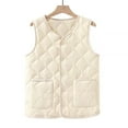 thumbnail image 3 of fatyb Fall Winter Vest for Women Sleeveless V Neck Outerwear Button down Womens Thermal Jacket with Pockets, 3 of 4