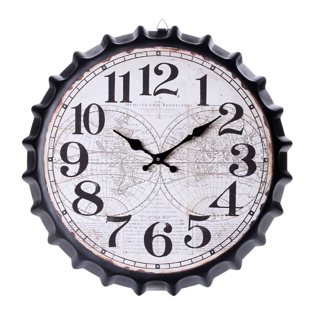 34Cm Beer Soda Bottle Cap Wall Clock European Home Coffee Clock Shop